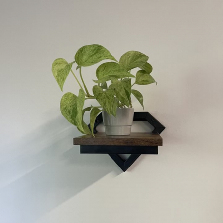 Raft de Perete Suspendat VarioShop®, pentru Flori, Plante, Carti si Obiecte Decorative, Aplicare Universala, Elemente de Montare Incluse, Lemn si Metal, 23 x 20 x 19 cm, Negru/Maro [12]