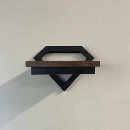 Raft de Perete Suspendat VarioShop®, pentru Flori, Plante, Carti si Obiecte Decorative, Aplicare Universala, Elemente de Montare Incluse, Lemn si Metal, 23 x 20 x 19 cm, Negru/Maro [9]