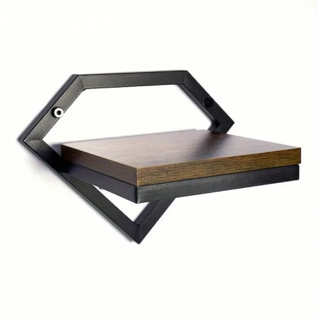 Raft de Perete Suspendat VarioShop®, pentru Flori, Plante, Carti si Obiecte Decorative, Aplicare Universala, Elemente de Montare Incluse, Lemn si Metal, 23 x 20 x 19 cm, Negru/Maro [7]