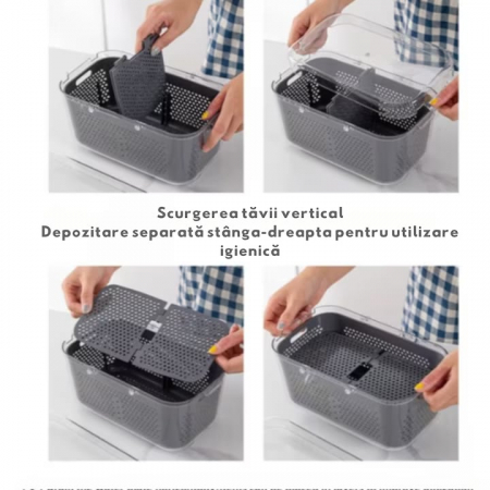 Razatoare Multifuctionala VarioShop®, Pentru legume si fructe, cu 22 de Accesorii, Manuala, cu Functie de caserola, Maner protectie, Lame din otel, Inoxidabil, Feliere, Radere, Taietor, Verde [5]