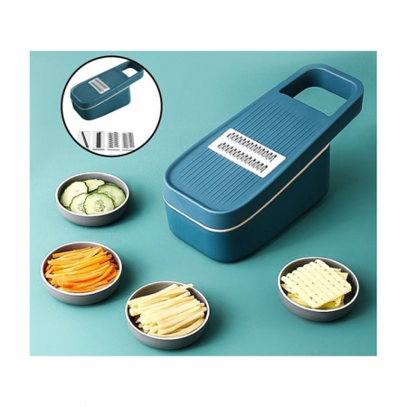 Razatoare Multifunctionala 5 in 1 VarioShop®, pentru Legume si Fructe, 5 Cutite din Otel, Interschimbabile, Cos pentru Scurgere, Usor de Curatat, Turcoaz [4]