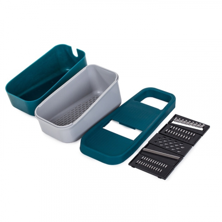 Razatoare Multifunctionala 5 in 1 VarioShop®, pentru Legume si Fructe, 5 Cutite din Otel, Interschimbabile, Cos pentru Scurgere, Usor de Curatat, Turcoaz [14]