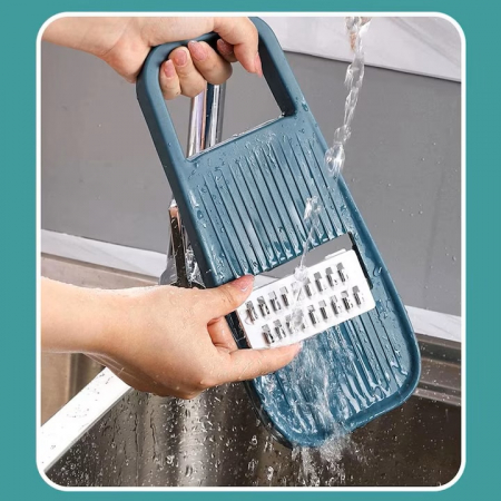 Razatoare Multifunctionala 5 in 1 VarioShop®, pentru Legume si Fructe, 5 Cutite din Otel, Interschimbabile, Cos pentru Scurgere, Usor de Curatat, Turcoaz [6]