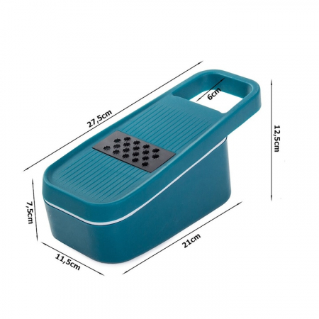 Razatoare Multifunctionala 5 in 1 VarioShop®, pentru Legume si Fructe, 5 Cutite din Otel, Interschimbabile, Cos pentru Scurgere, Usor de Curatat, Turcoaz [17]