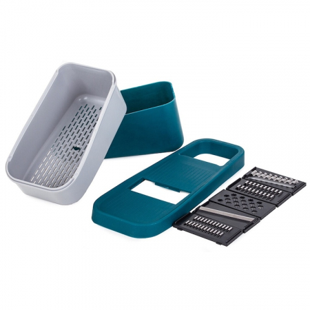 Razatoare Multifunctionala 5 in 1 VarioShop®, pentru Legume si Fructe, 5 Cutite din Otel, Interschimbabile, Cos pentru Scurgere, Usor de Curatat, Turcoaz [13]