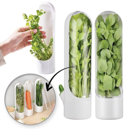 Electrocasnice mici bucatarie - Recipient pentru depozitarea ierburilor proaspete, menta, legume pentru frigider si alte produse, 25x6.5cm