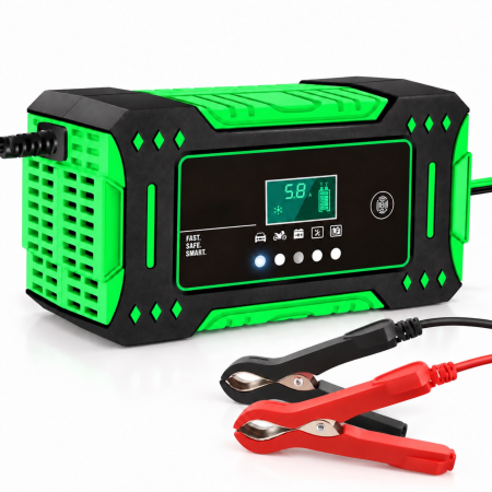 Auto & Moto - Redresor auto VarioShop®, automat cu microprocesor, 12 V, maximum 6 A, incarcator baterie auto pentru acumulatori 2–100 Ah, afisaj LCD, functie de reparare​​​​​​​, verde