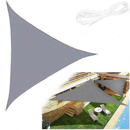 Umbrele si pavilioane gradina - relata/Copertina de soare triunghiulara VarioShop®, impermeabila, cu protectie UV, pentru gradina, terasa, piscina si camping, material rezistent, 3x3x3m, gri