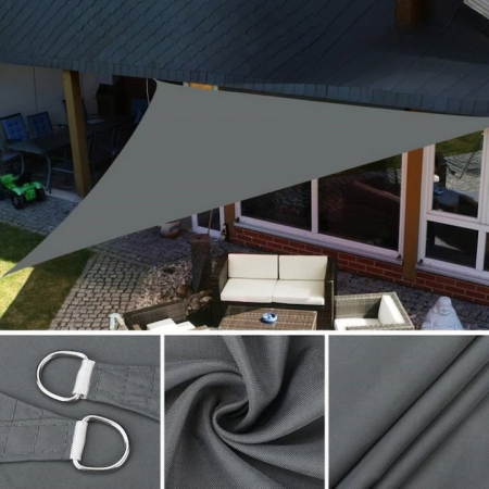 relata/Copertina de soare triunghiulara VarioShop®, impermeabila, cu protectie UV, pentru gradina, terasa, piscina si camping, material rezistent, 3x3x3m, gri [5]