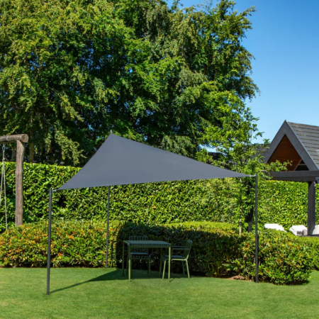 relata/Copertina de soare triunghiulara VarioShop®, impermeabila, cu protectie UV, pentru gradina, terasa, piscina si camping, material rezistent, 3x3x3m, gri [3]