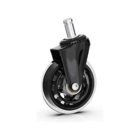 Roata din silicon moale pentru scaune de birou VarioShop, silentios, rezistente, protejeaza podeaua, cu rulmenti de inalta calitate, diametru tija 11 mm, Negru