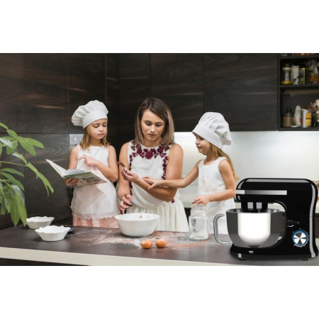 Robot de bucatarie 1700W VarioShop®, cu bol de 4, 5L, 8 viteze, sistem metalic de antrenare, accesorii incluse, mixer multifunctional, Negru [2]