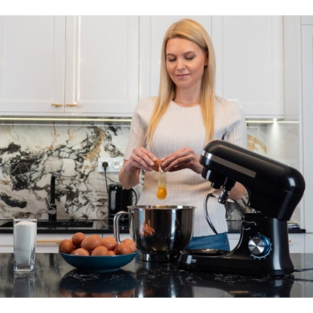Robot de bucatarie 1700W VarioShop®, cu bol de 4, 5L, 8 viteze, sistem metalic de antrenare, accesorii incluse, mixer multifunctional, Negru [1]