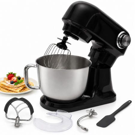 Robot de bucatarie planetar VarioShop®, 1500W, bol inox 5L, mixer multifunctional pentru aluat, creme si frisca, 12 viteze, negru