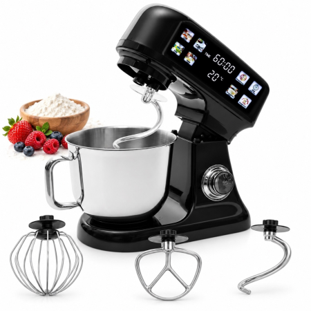 Robot de bucatarie planetar VarioShop®, 2000W, bol inox 6L, mixer multifunctional pentru aluat, creme si frisca, cantar electronic, functie de fermentare, negru