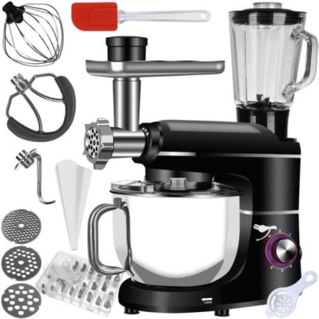 Mixere, tocatoare & roboti de bucatarie - Robot de bucatarie profesional 3 in 1 VarioShop®, 2200W, blender, masina de tocat carne si mixer cu bol 6.2 L, accesorii incluse, Negru
