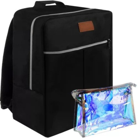 Genti voiaj - Rucsac de calatorie VarioShop®, bagaj de mana, capacitate 17 L, cu trusa de cosmetice transparenta, impermeabil, usor si rezistent, ideal pentru calatorii, 38x24x18 cm