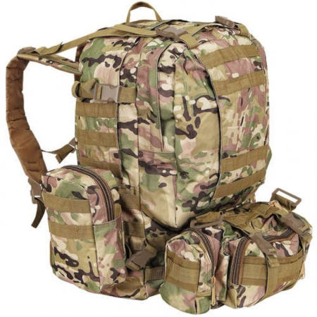 Rucsac Militar VarioShop® pentru Drumetii pe Munte, Volum 45 L, 2+3 Compartimente, Impermeabil, Culoare Verde Camuflaj [3]