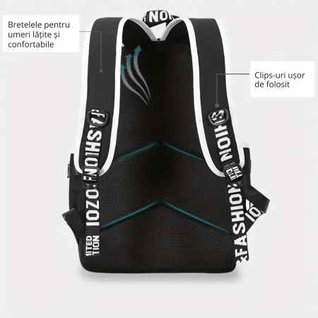 Rucsac Scolar Multifunctional VarioShop® cu Imprimeu Astronaut si cu Design Fosforescent, Material Rezistent la Apa, Bretele Reglabile, Compartiment Laptop, Dimensiuni 44x30x14 cm, Potrivit pentru Sco [4]