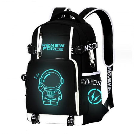 Copii - Rucsac Scolar Multifunctional VarioShop® cu Imprimeu Astronaut si cu Design Fosforescent, Material Rezistent la Apa, Bretele Reglabile, Compartiment Laptop, Dimensiuni 44x30x14 cm, Potrivit pentru Sco