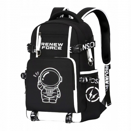 Rucsac Scolar Multifunctional VarioShop® cu Imprimeu Astronaut si cu Design Fosforescent, Material Rezistent la Apa, Bretele Reglabile, Compartiment Laptop, Dimensiuni 44x30x14 cm, Potrivit pentru Sco [12]