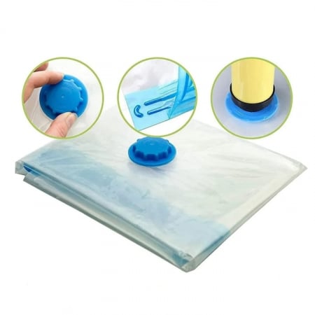 Sac vacuum VarioShop®, pentru haine, pilote, perne, dimensiune 70 x 100 cm, design ergonomic, reutilizabil, impermeabil, Transparent [11]