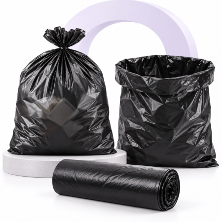 Cosuri de gunoi - Saci menajeri VarioShop®, pentru utilizare casnica si curatenie, impermeabili, 35L, 15 bucati, 50 x 60 cm, negru