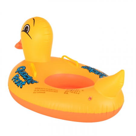 Saltea gonflabila ponton pentru copii VarioShop®, in forma de rata, jucarie acvatica sigura din PVC durabil, cu manere laterale si orificii pentru picioare, ideala pentru piscina, mare sau lac, 63 x 4 [8]