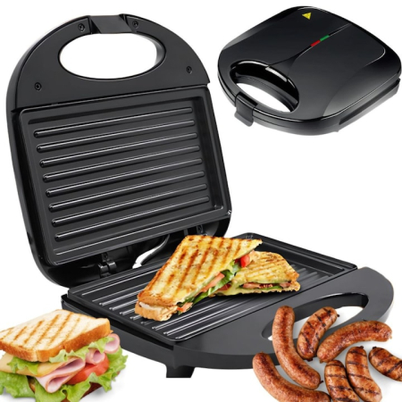 Casa & Bucatarie - Sandwich Maker Tip Grill 750W VarioShop®, pentru Panini, Sandwich-uri si Tortilla, Placi Antiaderente, Incalzire Rapida si Gatire Uniforma, Design Compact si Elegant