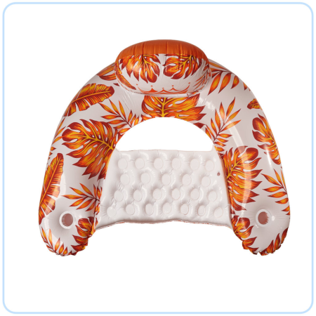 Colaci, ochelari si accesorii inot copii - Scaun gonflabil plutitor VarioShop®, cu spatar si suport pentru bauturi, PVC rezistent, capacitate 80 kg, 110 x 60 cm, portocaliu