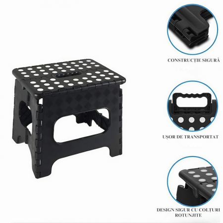 Scaun Pliabil VarioShop®, Tip Taburet cu maner, Pentru Aer Liber, Gradina, Bucatarie, Baie, Camping si Pescuit sau pentru Copii, Inaltime 22 cm, Gri [2]