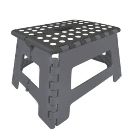 Scaune, mese si umbrele camping - Scaun Pliabil VarioShop®, Tip Taburet cu maner, Pentru Aer Liber, Gradina, Bucatarie, Baie, Camping si Pescuit sau pentru Copii, Inaltime 22 cm, Gri