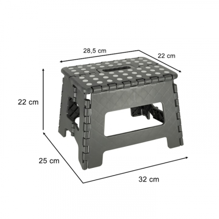 Scaun Pliabil VarioShop®, Tip Taburet cu maner, Pentru Aer Liber, Gradina, Bucatarie, Baie, Camping si Pescuit sau pentru Copii, Inaltime 22 cm, Gri [4]