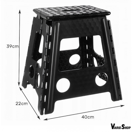 Scaun Pliabil VarioShop®, Tip Taburet cu maner, Pentru Aer Liber, Gradina, Bucatarie, Baie, Camping si Pescuit sau pentru Copii, negru, Inaltime 39 cm [1]