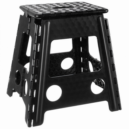 Scaun Pliabil VarioShop®, Tip Taburet cu maner, Pentru Aer Liber, Gradina, Bucatarie, Baie, Camping si Pescuit sau pentru Copii, negru, Inaltime 39 cm [0]