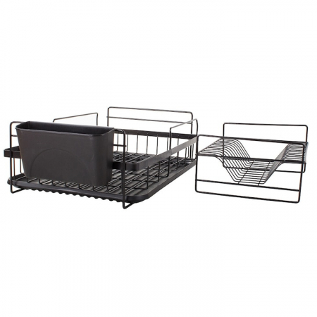 Scurgator de vase supraetajat VarioShop®, cu suport pentru vase, pahare, tacamuri, tava scurgere, dimensiuni 44x32x24 cm, negru [6]