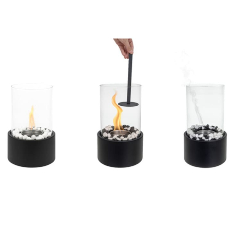 Semineu bio VarioShop®, portabil, fara fum si miros, din fier si sticla securizata, vatra din otel si pietricele incluse, timp ardere 60 minute, ideal pentru sufragerie, dormitor sau terasa [6]