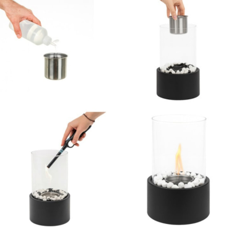 Semineu bio VarioShop®, portabil, fara fum si miros, din fier si sticla securizata, vatra din otel si pietricele incluse, timp ardere 60 minute, ideal pentru sufragerie, dormitor sau terasa [4]