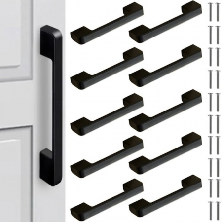 Set 10 Manere Mobila VarioShop®, Aplicare Universala, Usor de Montat, Lungime 104 mm, Suruburi de Fixare Incluse, Aluminiu, Negru Mat [7]
