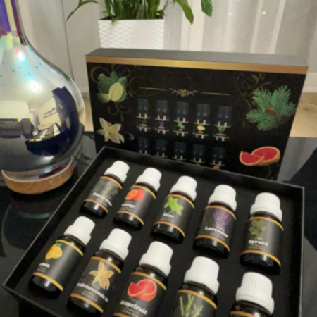 Umidificatoare - Set 10 uleiuri esentiale VarioShop®, aromaterapie, natural, non-toxic, relaxare, calmare, potrivit pentru umidificatoare, difuzoare, filtre de aspirator, odorizante auto, 15 ml