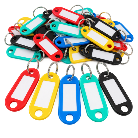 Laptop, Tablete & Telefoane - Set 100 brelocuri pentru chei VarioShop®, pentru identificare si organizare, eticheta inscriptibila, inel metalic, PP, 6,5 x 2,1 cm, multicolor