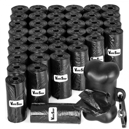 Accesorii litiere - Set 1000 de pungi igienice VarioShop® pentru caini, pisici cu distributor in forma de os, 22 x 30 cm, negru