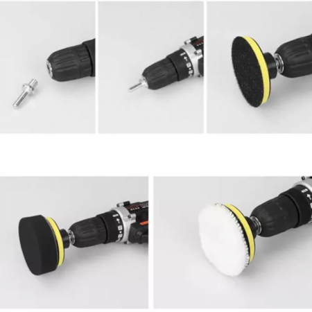 Set 12 Bureti pentru Polizare Auto VarioShop®, Adaptor pentru Bormasina, Potrivit pentru Burghie M10, Viteza de Rotatie 3000 RPM, Multicolor [5]