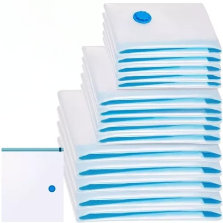 Casa & Bucatarie - Set 15 saci de vidat VarioShop®, 50x70 cm, 60x80 cm, 70x100 cm, Alb