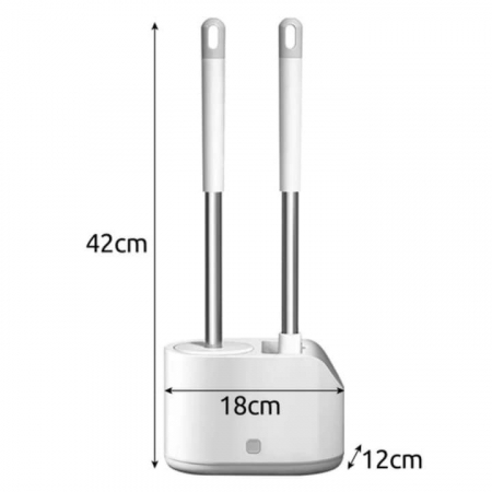 Set 2 Perii din Silicon pentru Toaleta VarioShop®, Suport Perii, pentru Cada, Chiuveta, Utilizare Universala, Cap Flexibil, Aspect Estetic, Alb [7]