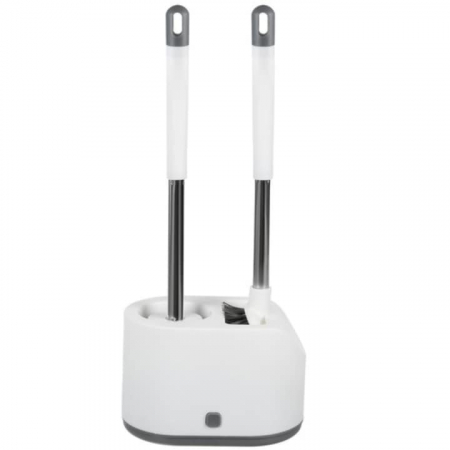 Set 2 Perii din Silicon pentru Toaleta VarioShop®, Suport Perii, pentru Cada, Chiuveta, Utilizare Universala, Cap Flexibil, Aspect Estetic, Alb [14]