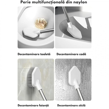 Set 2 Perii din Silicon pentru Toaleta VarioShop®, Suport Perii, pentru Cada, Chiuveta, Utilizare Universala, Cap Flexibil, Aspect Estetic, Alb [4]