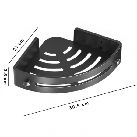 Set 2 rafturi colt pentru baie VarioShop®, Compact, Estetic, Rezistent la Apa, Economisire Spatiu, Lipire/Insurubare, Accesorii Montare, Plastic, 30.5 x 21 cm, Negru [13]