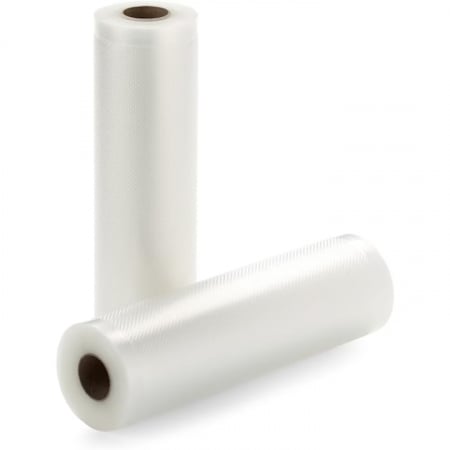 Accesorii si piese electrocasnice bucatarie - Set 2 role pungi de vidat gofrate VarioShop®, 28 x 600 cm, pentru aparat de vidat alimente, potrivit pentru carne, legume, fructe reutilizabile, rezistente, sous vide, lavabile in masina de spalat, fa