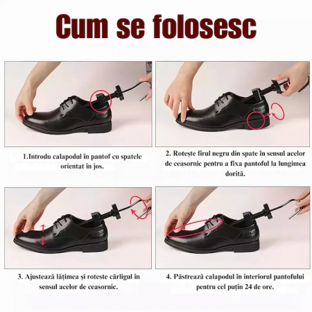 Calapod Reglabil VarioShop® - Marimea 30-36, Pentru Largit si Alungit Pantofi, Universal/Pentru Toate Tipurile de Pantofi si Incaltaminte, Unisex, Calitate Premium, Material Plastic + Cupru Metalic, G [15]